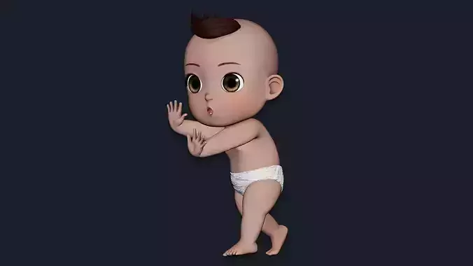 Cartoon Baby Boy Rigged Low-poly 3D model