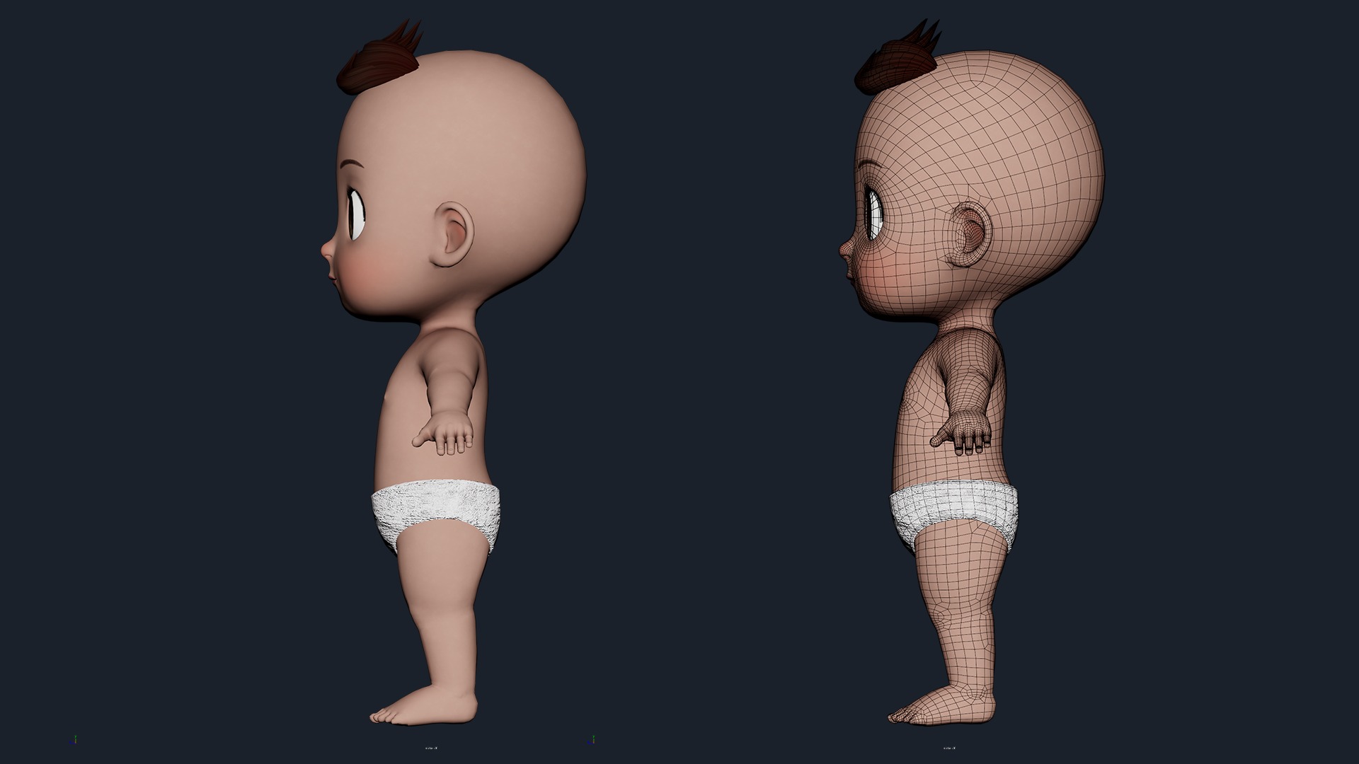 Cartoon Baby Boy Rigged Low-poly 3D model_12