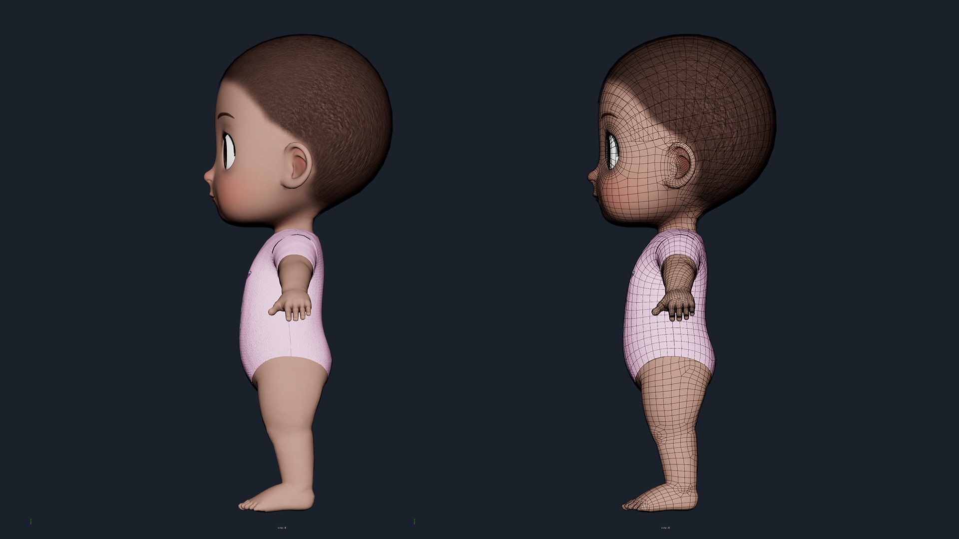 Cartoon Baby Boy Rigged Low-poly 3D model_13