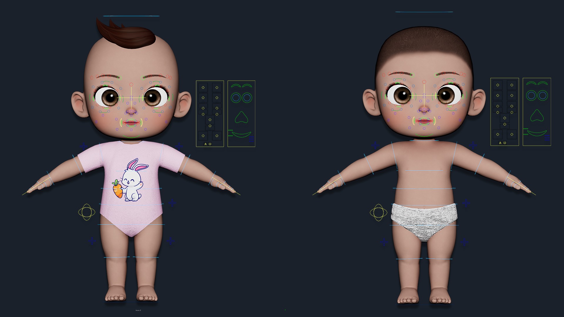 Cartoon Baby Boy Rigged Low-poly 3D model_3