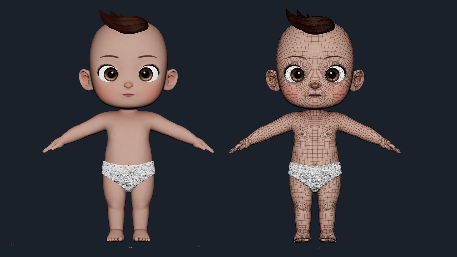 Cartoon Baby Boy Rigged Low-poly 3D model_8