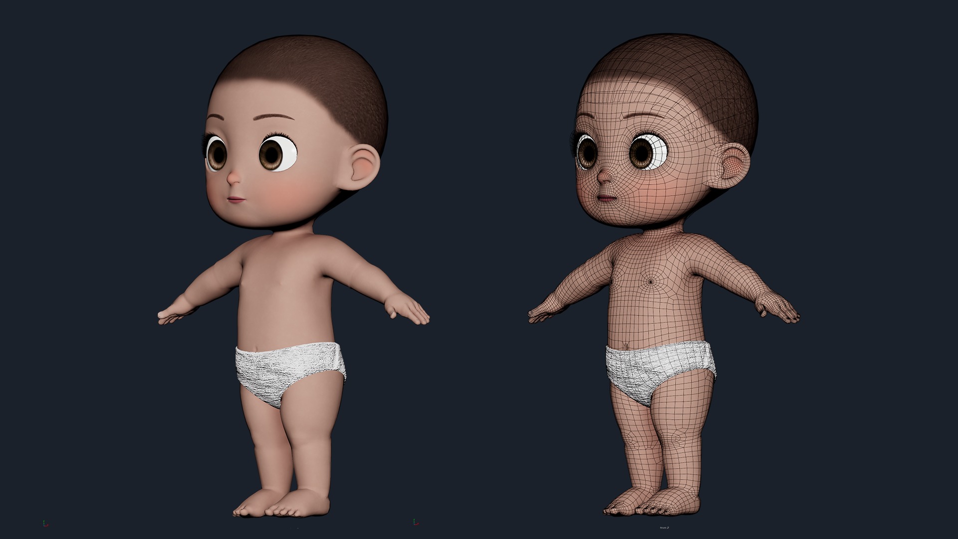 Cartoon Baby Boy Rigged Low-poly 3D model_10