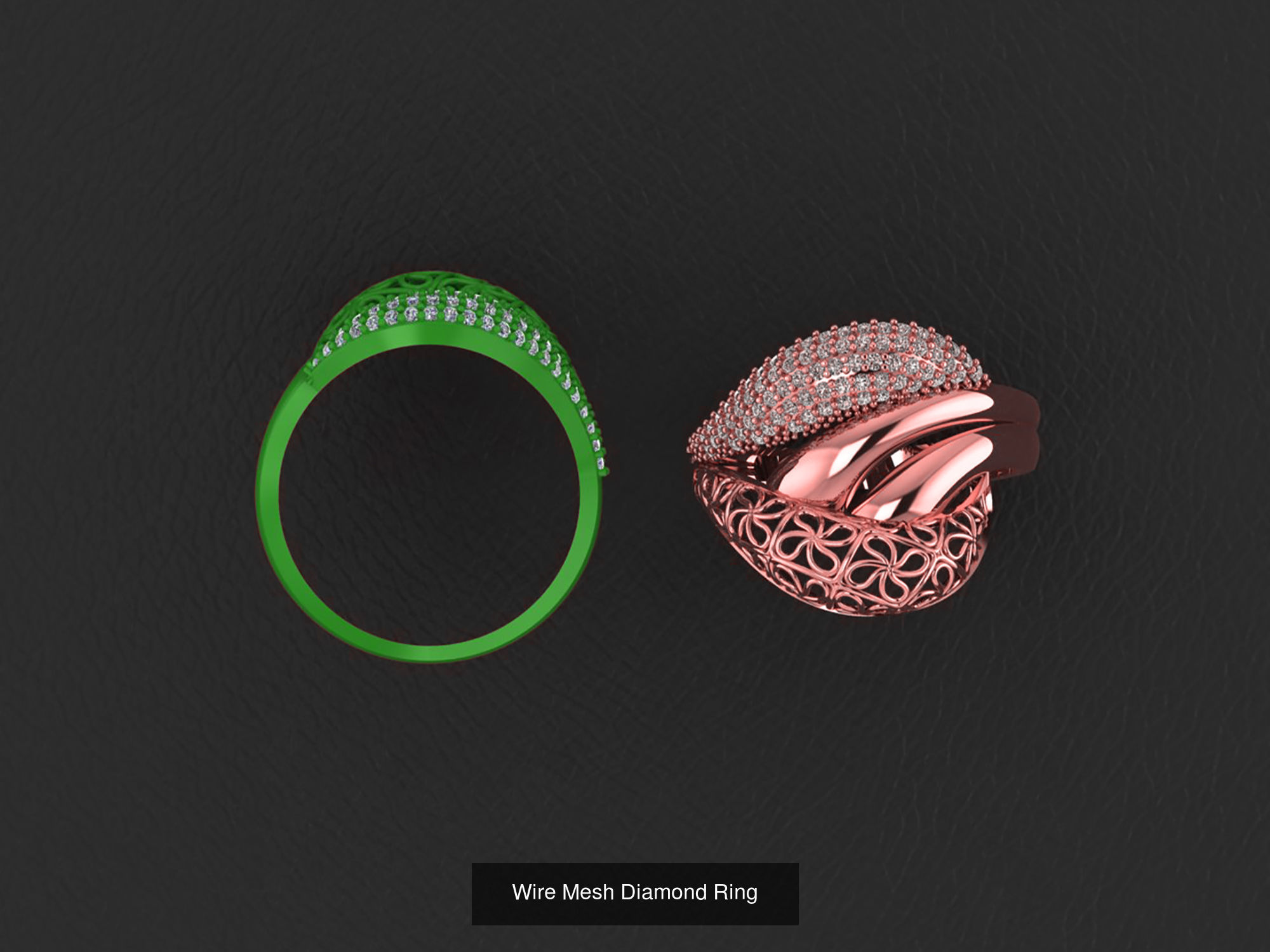 34 Wire Mesh Diamond Ring  3D Model Collection_20