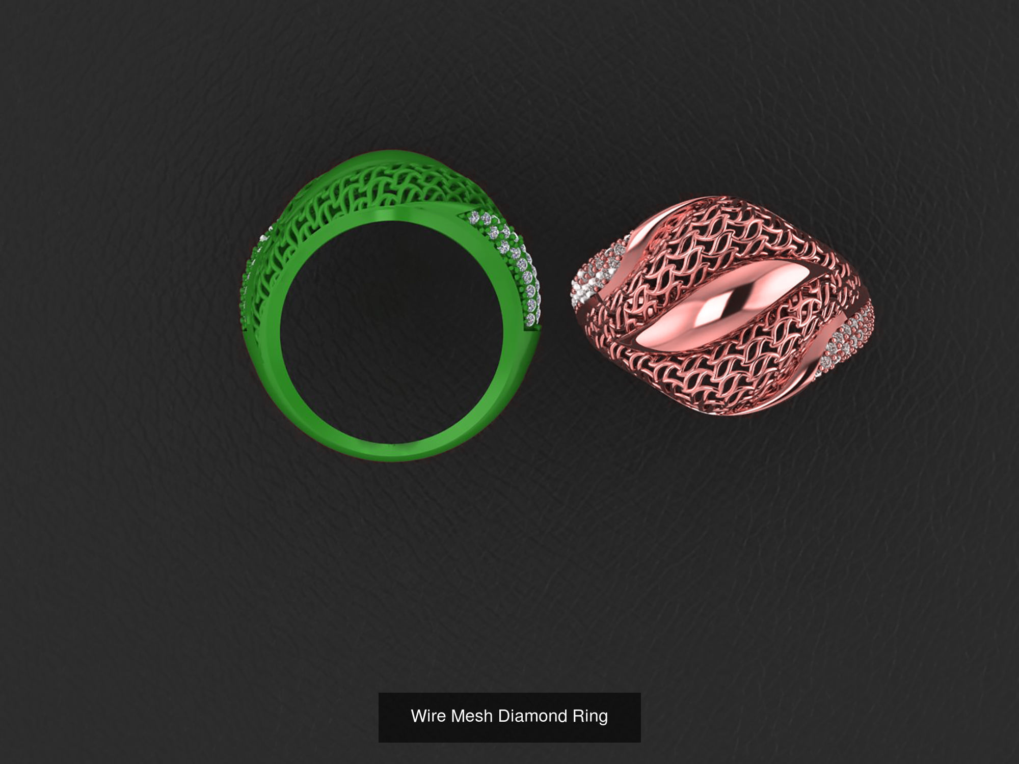 34 Wire Mesh Diamond Ring  3D Model Collection_4
