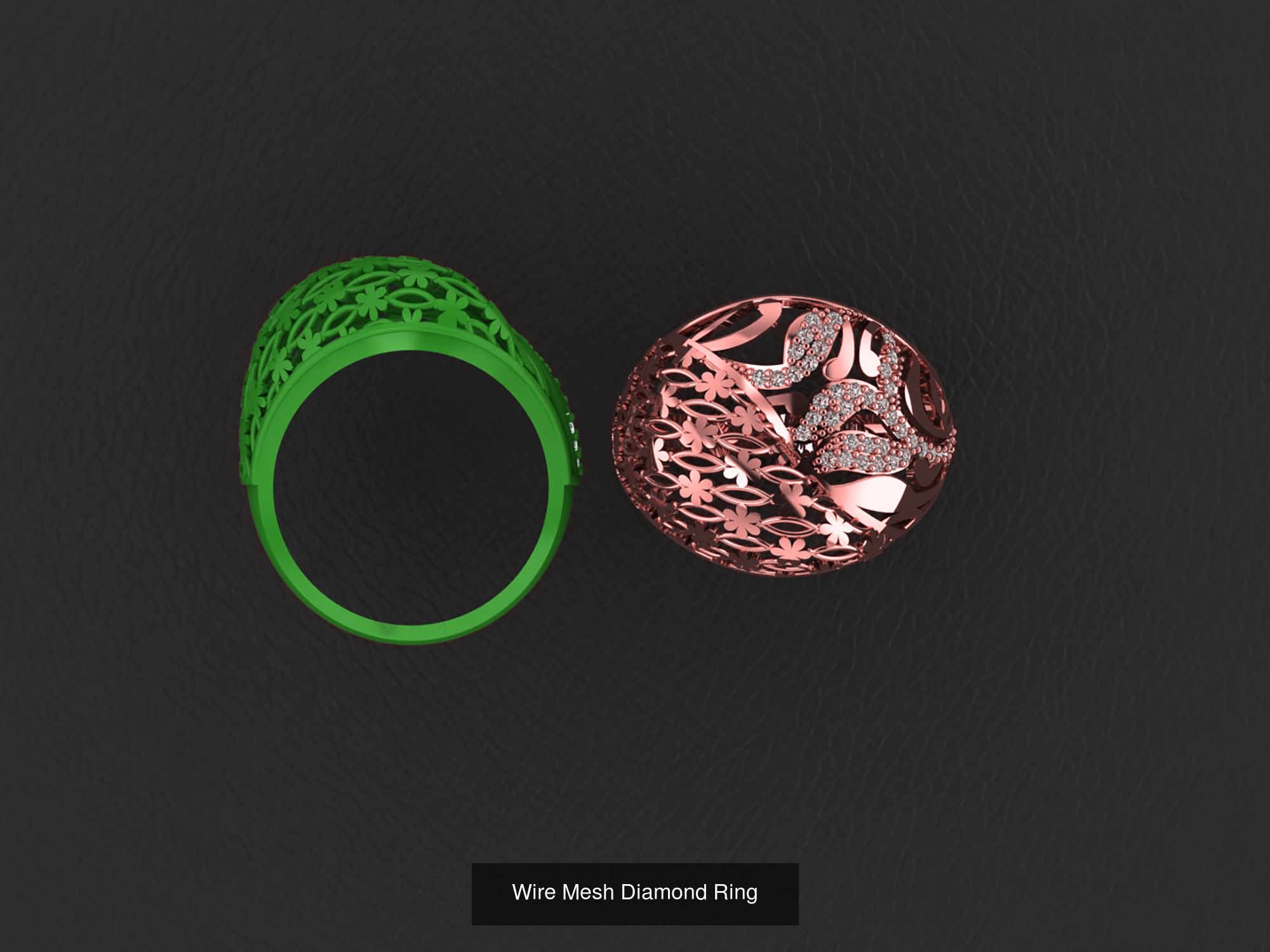 34 Wire Mesh Diamond Ring  3D Model Collection_6