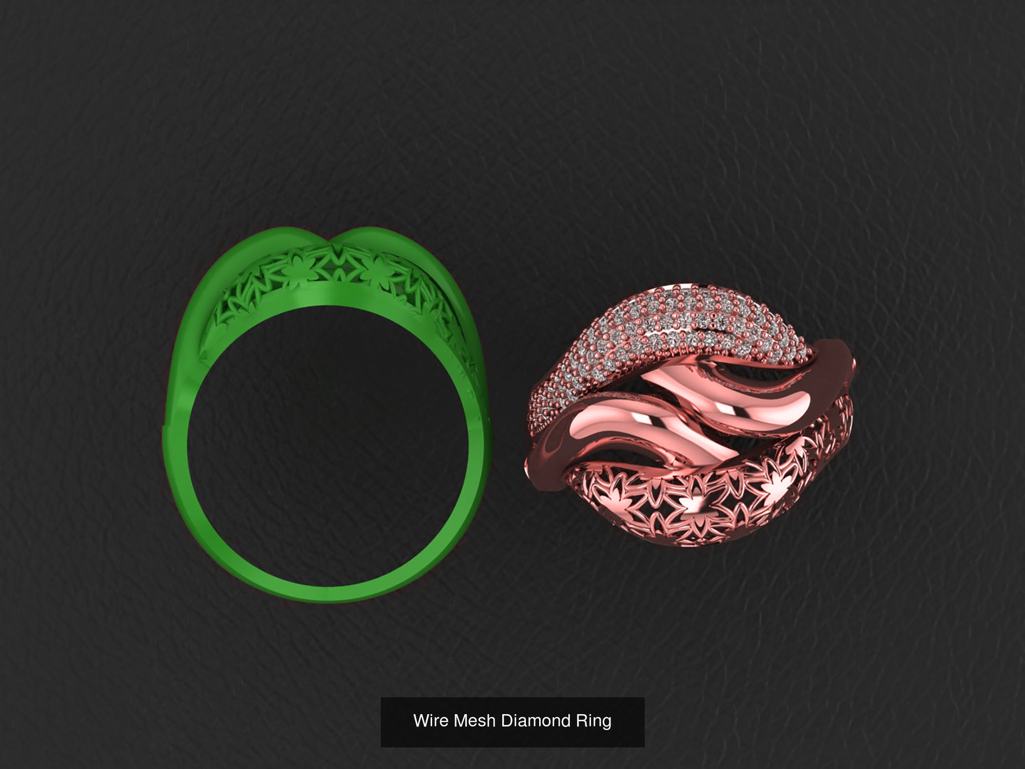 34 Wire Mesh Diamond Ring  3D Model Collection_26