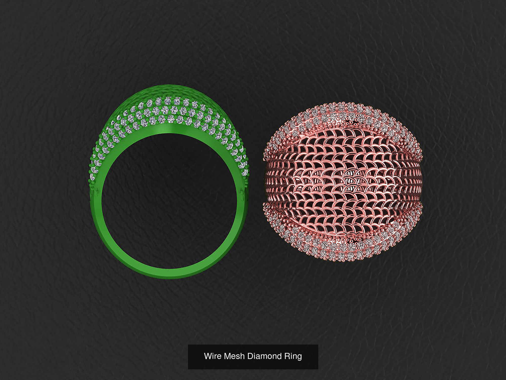34 Wire Mesh Diamond Ring  3D Model Collection_32