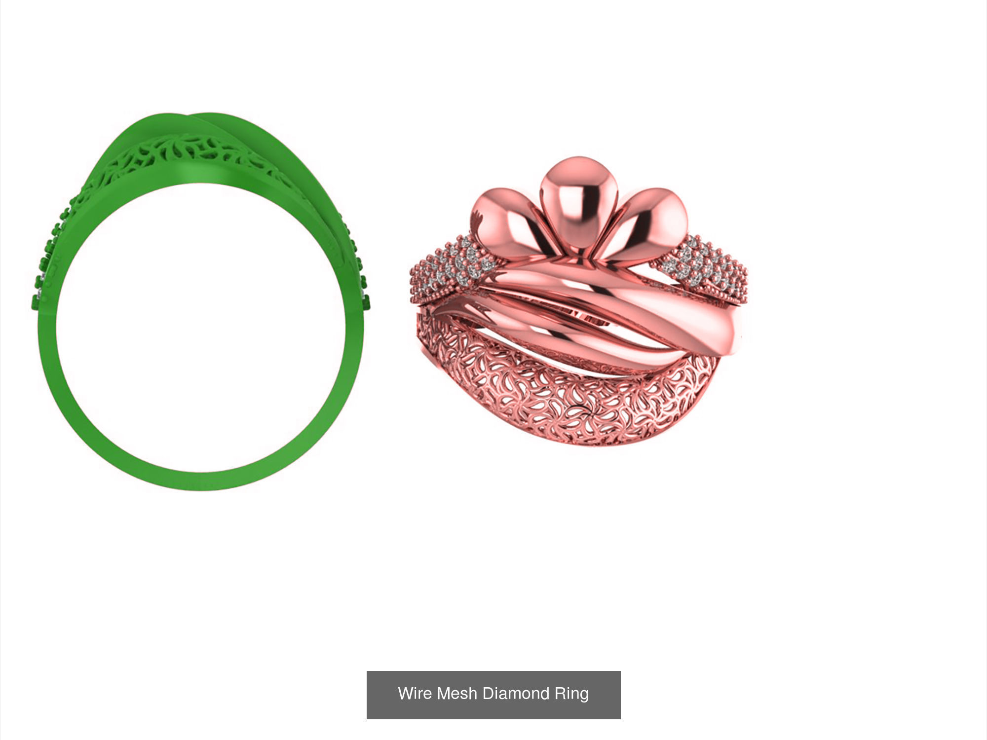 34 Wire Mesh Diamond Ring  3D Model Collection_36