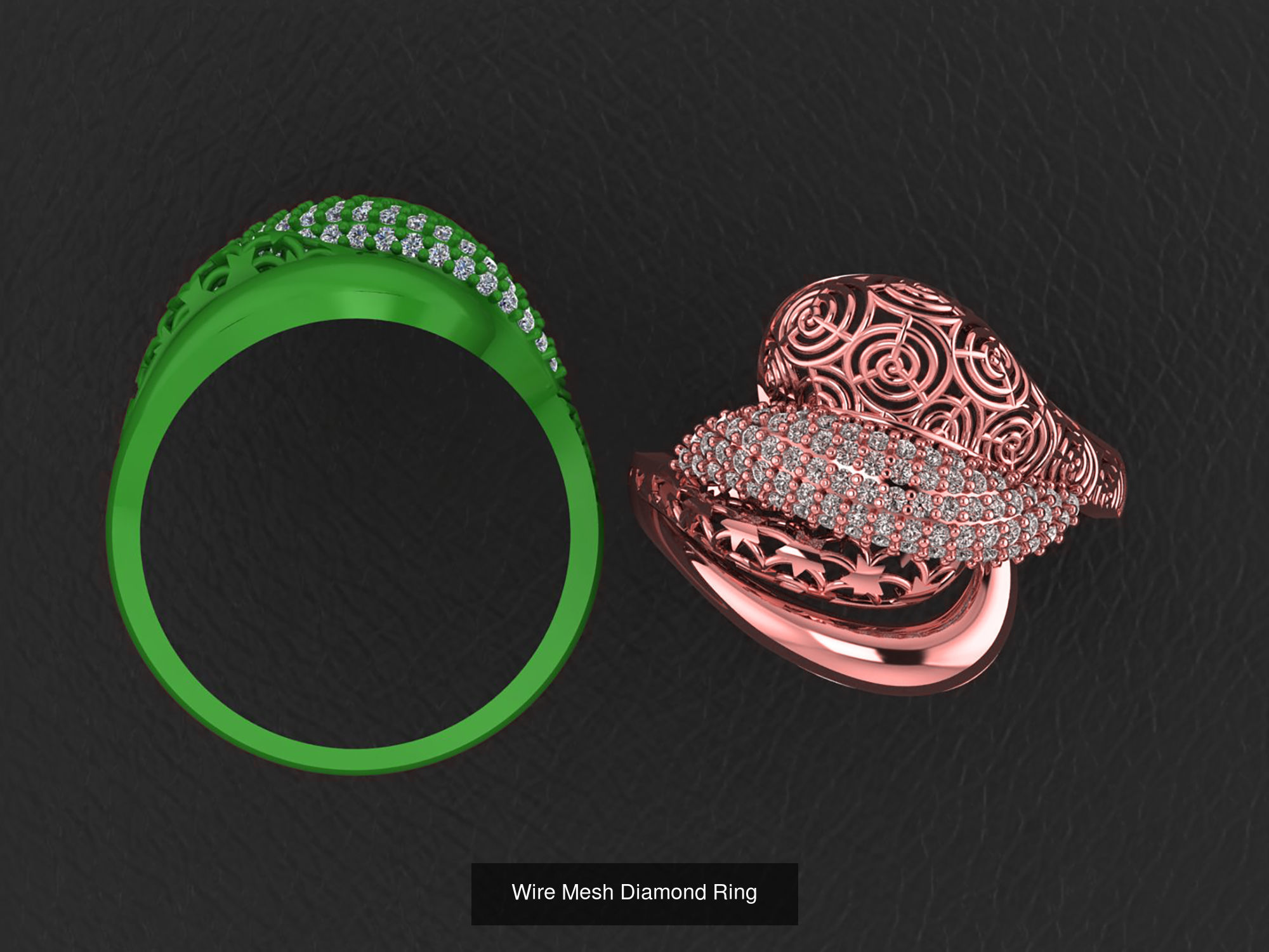 34 Wire Mesh Diamond Ring  3D Model Collection_22