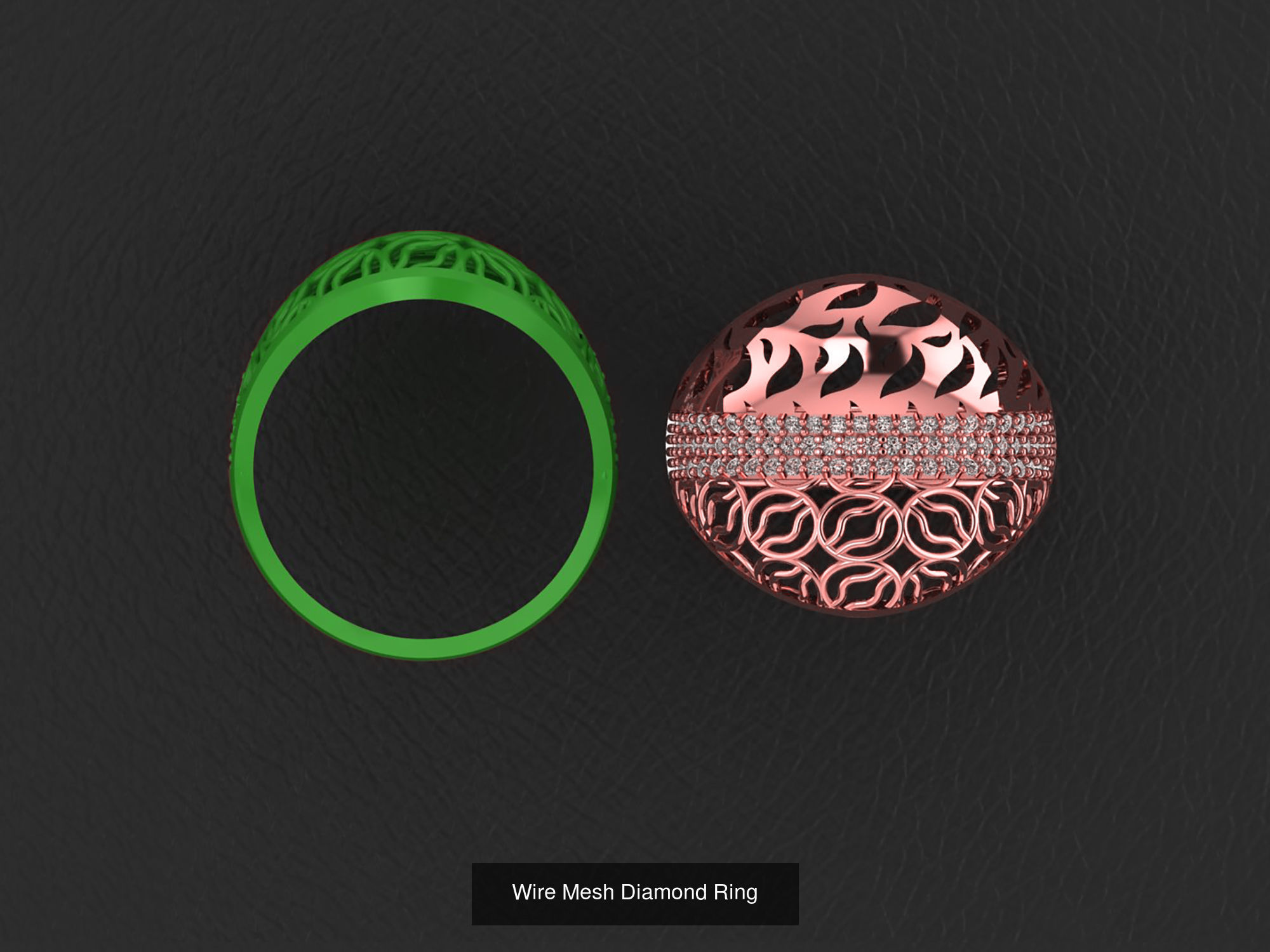 34 Wire Mesh Diamond Ring  3D Model Collection_33