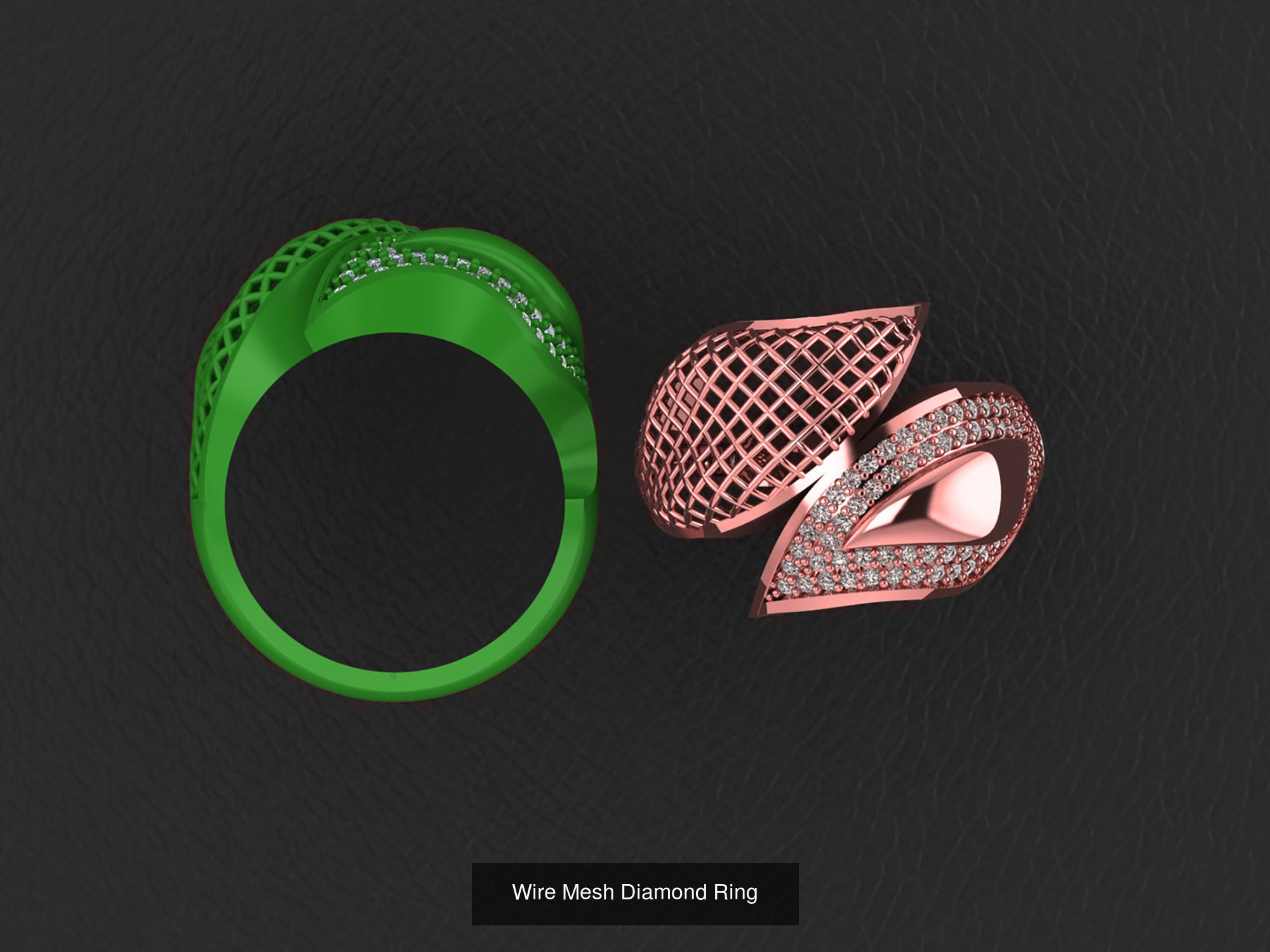 34 Wire Mesh Diamond Ring  3D Model Collection_27