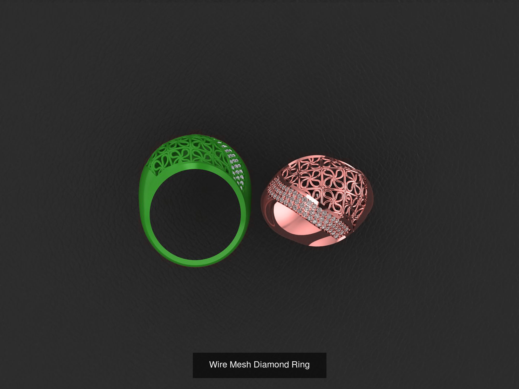 34 Wire Mesh Diamond Ring  3D Model Collection_29