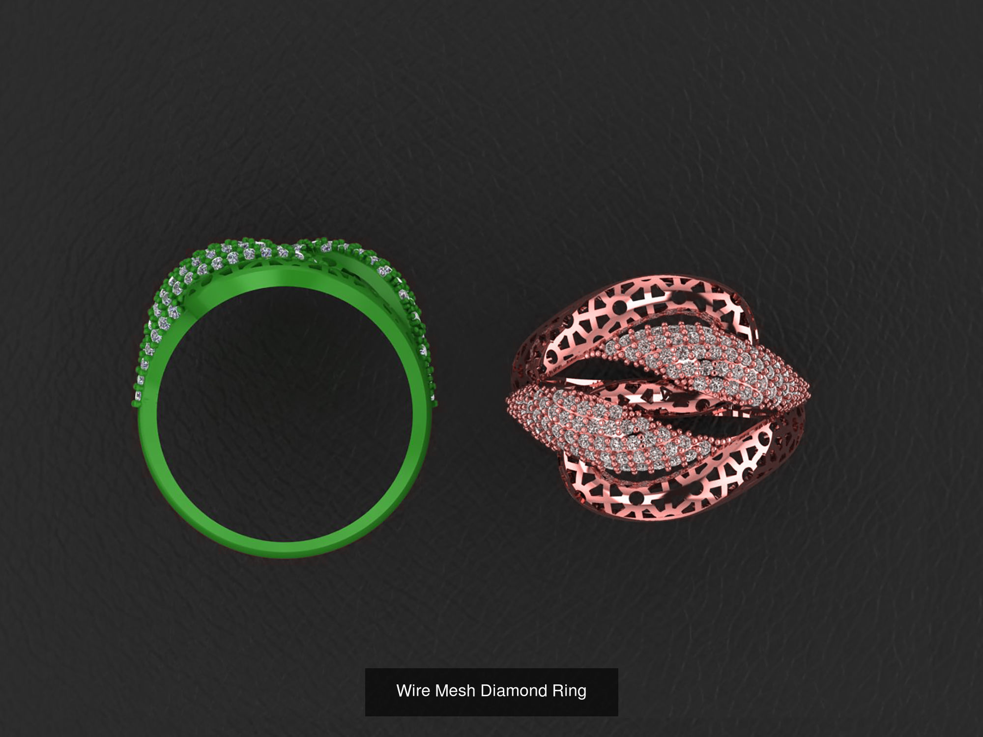 34 Wire Mesh Diamond Ring  3D Model Collection_13