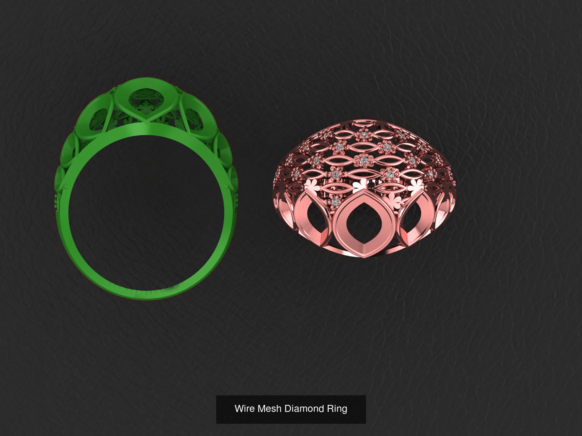34 Wire Mesh Diamond Ring  3D Model Collection_14