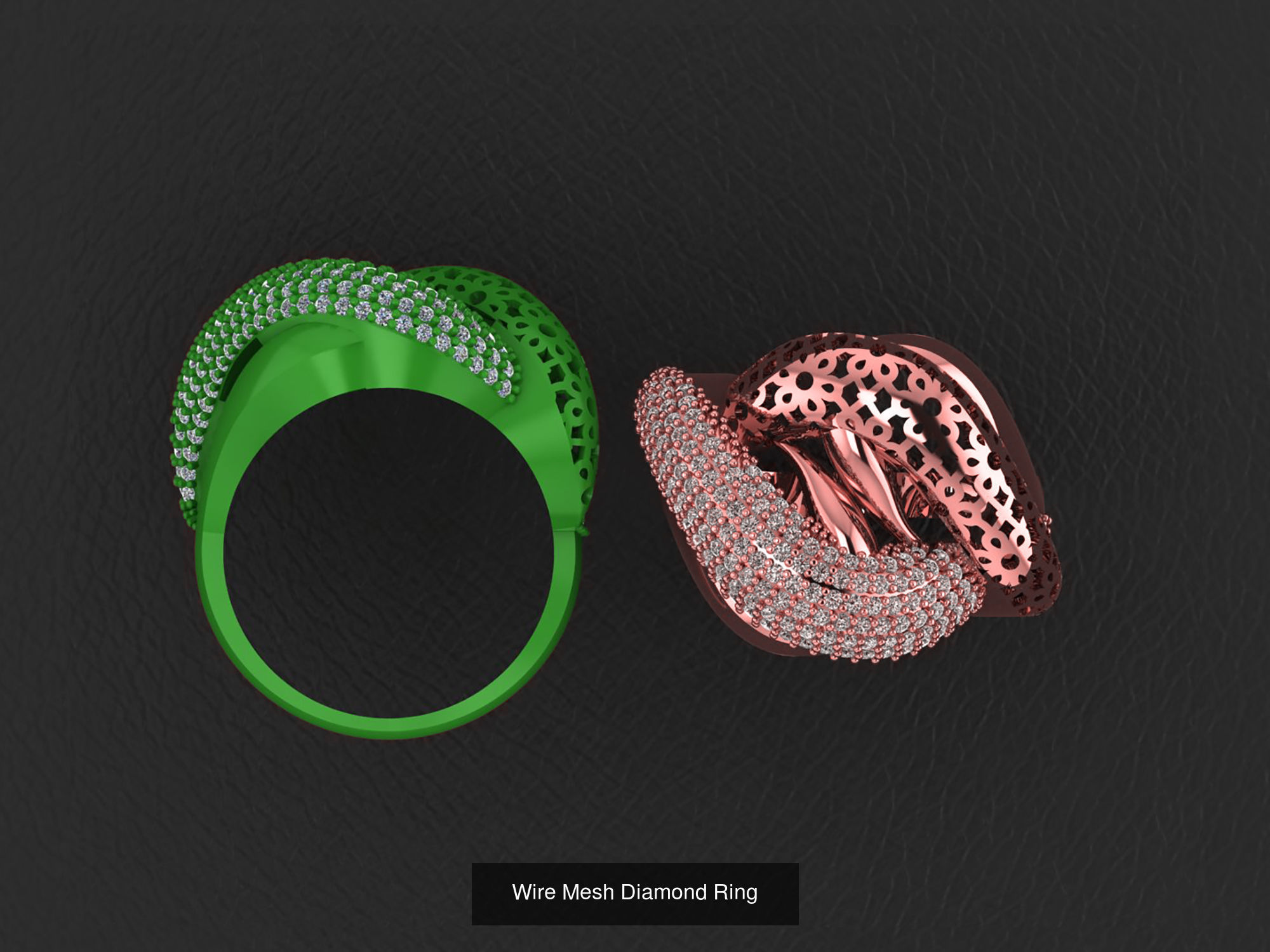 34 Wire Mesh Diamond Ring  3D Model Collection_12