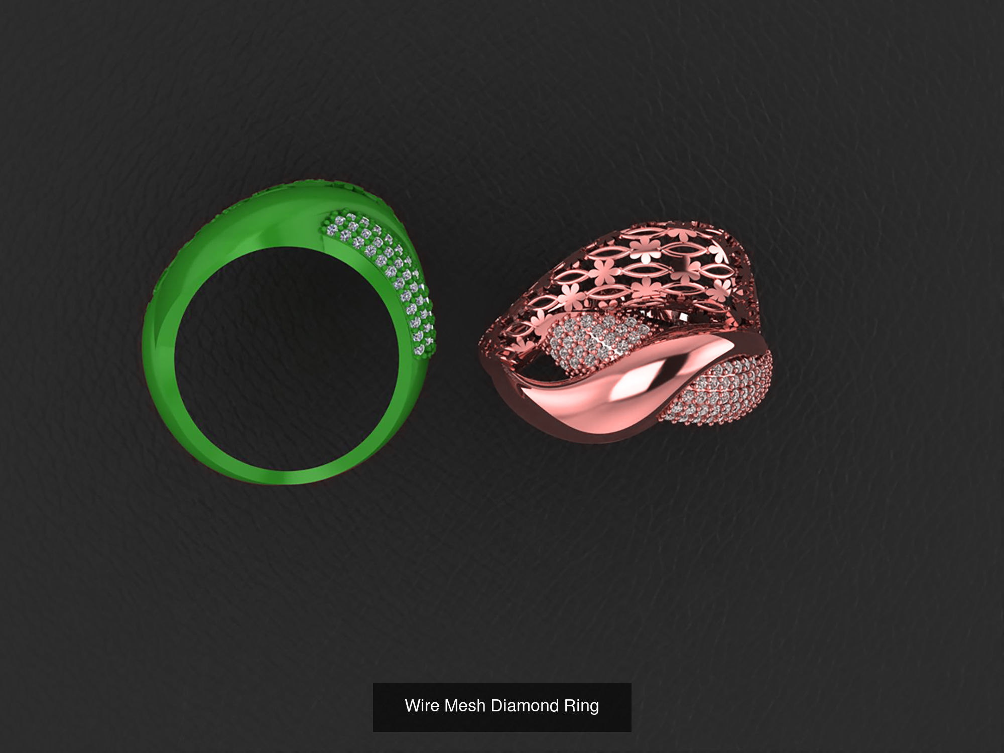 34 Wire Mesh Diamond Ring  3D Model Collection_34