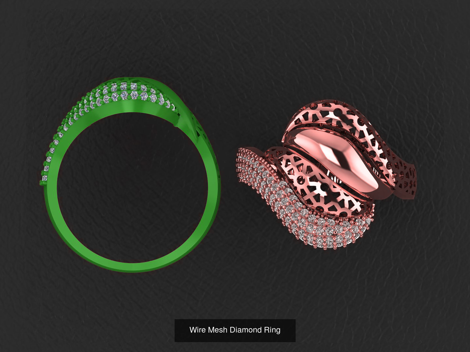 34 Wire Mesh Diamond Ring  3D Model Collection_15