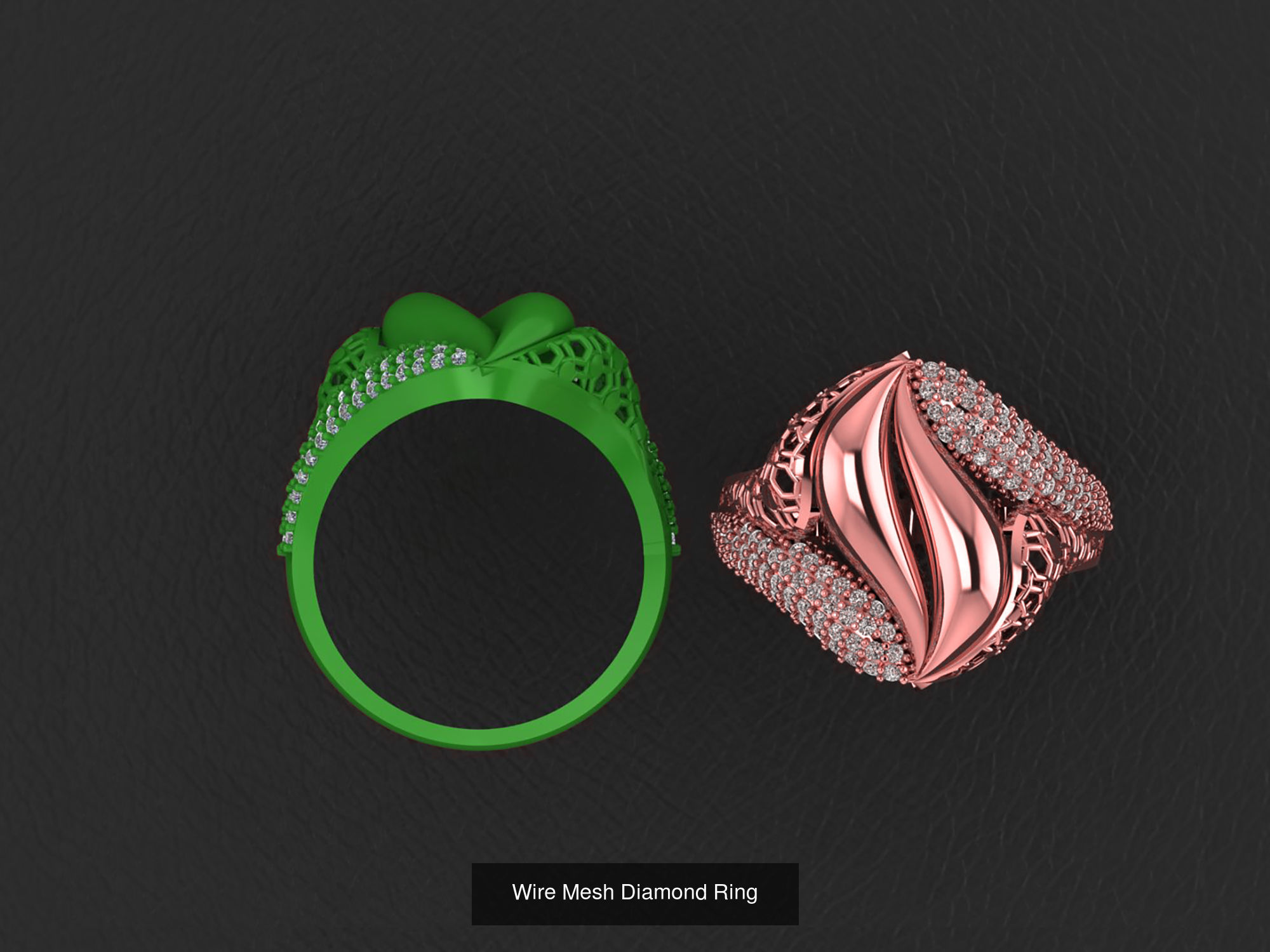 34 Wire Mesh Diamond Ring  3D Model Collection_16