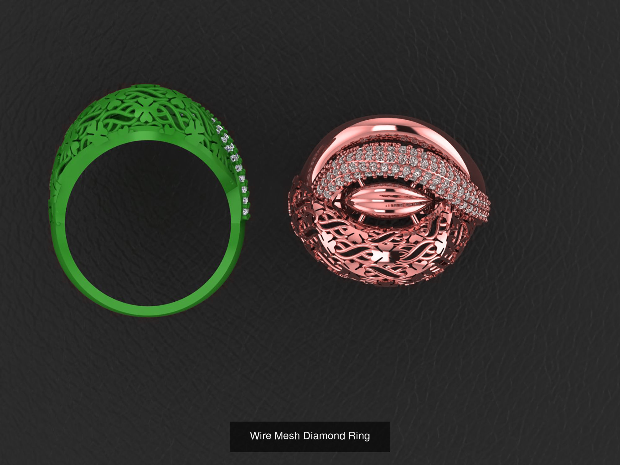 34 Wire Mesh Diamond Ring  3D Model Collection_8