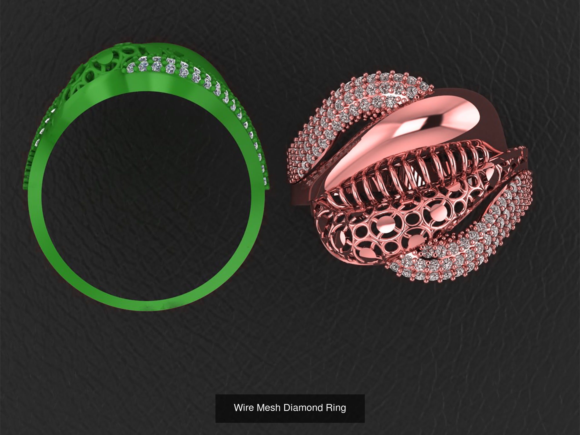 34 Wire Mesh Diamond Ring  3D Model Collection_35