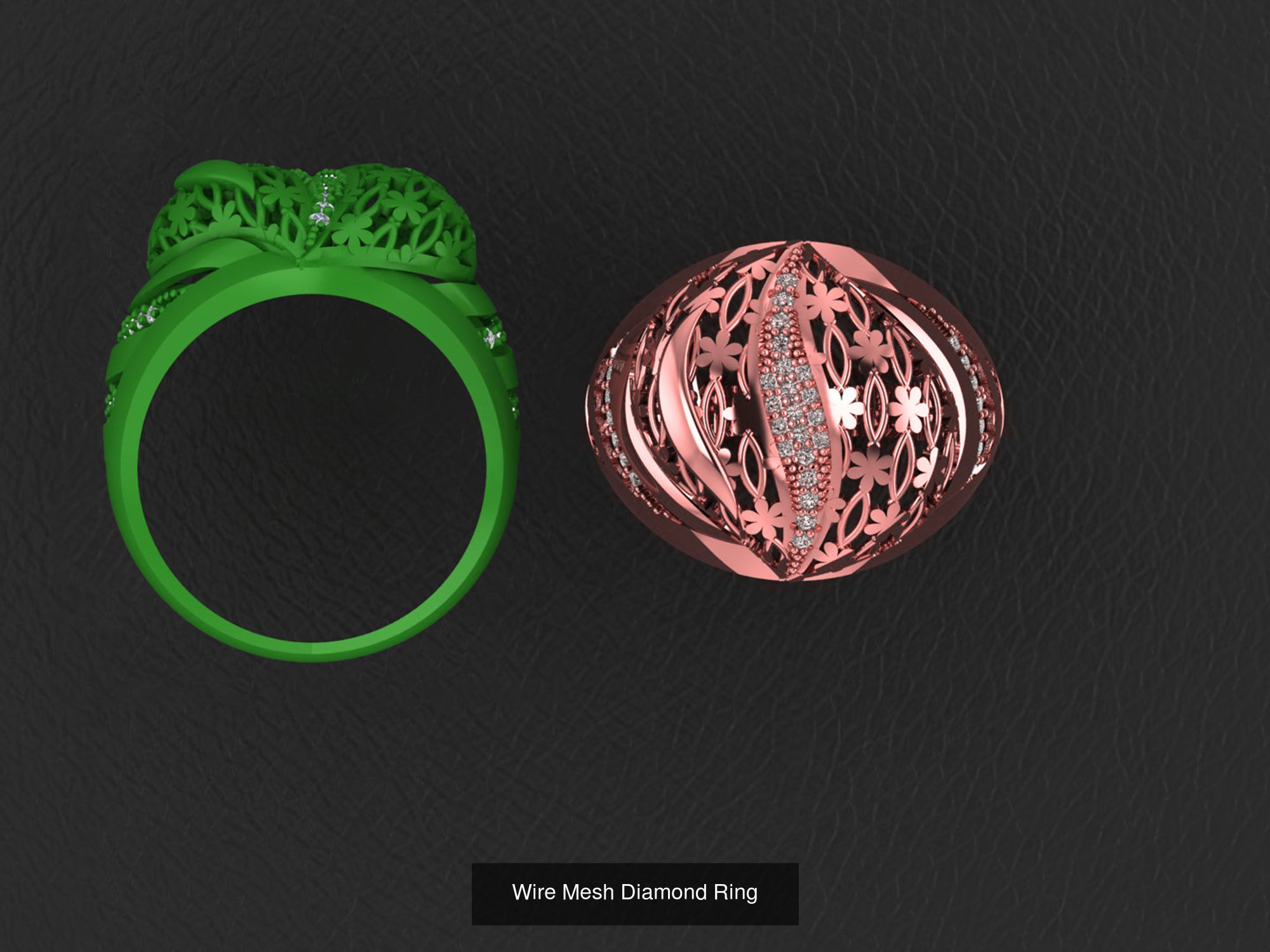 34 Wire Mesh Diamond Ring  3D Model Collection_23