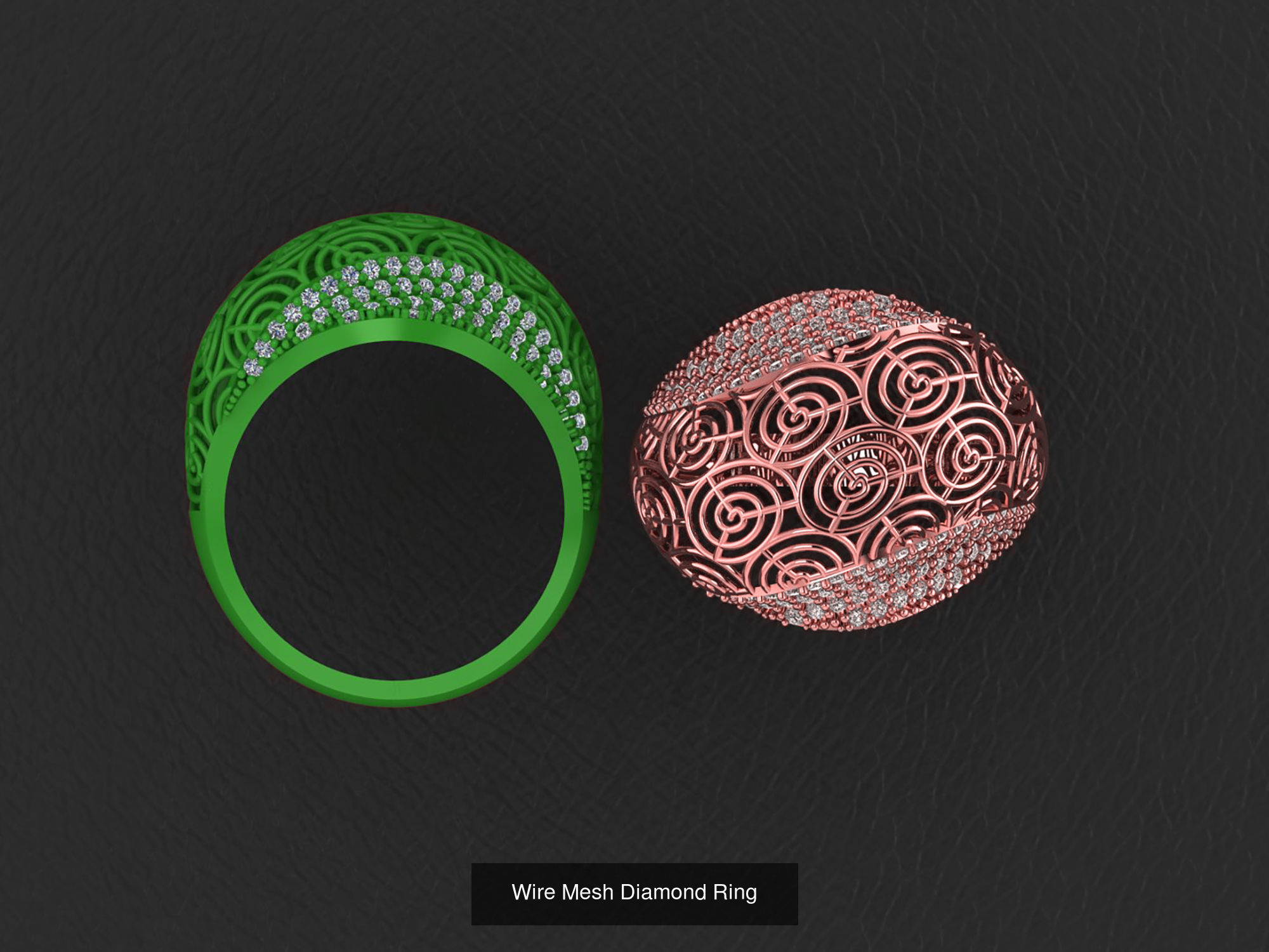 34 Wire Mesh Diamond Ring  3D Model Collection_28