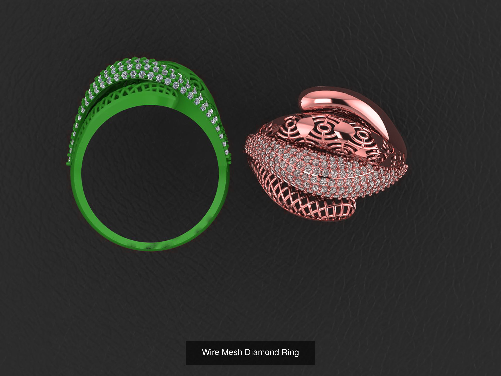 34 Wire Mesh Diamond Ring  3D Model Collection_24