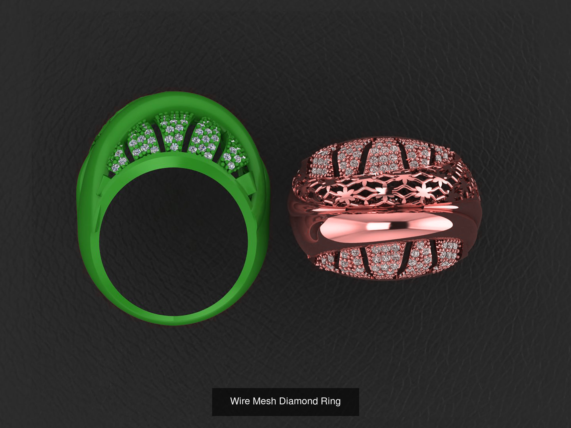 34 Wire Mesh Diamond Ring  3D Model Collection_10