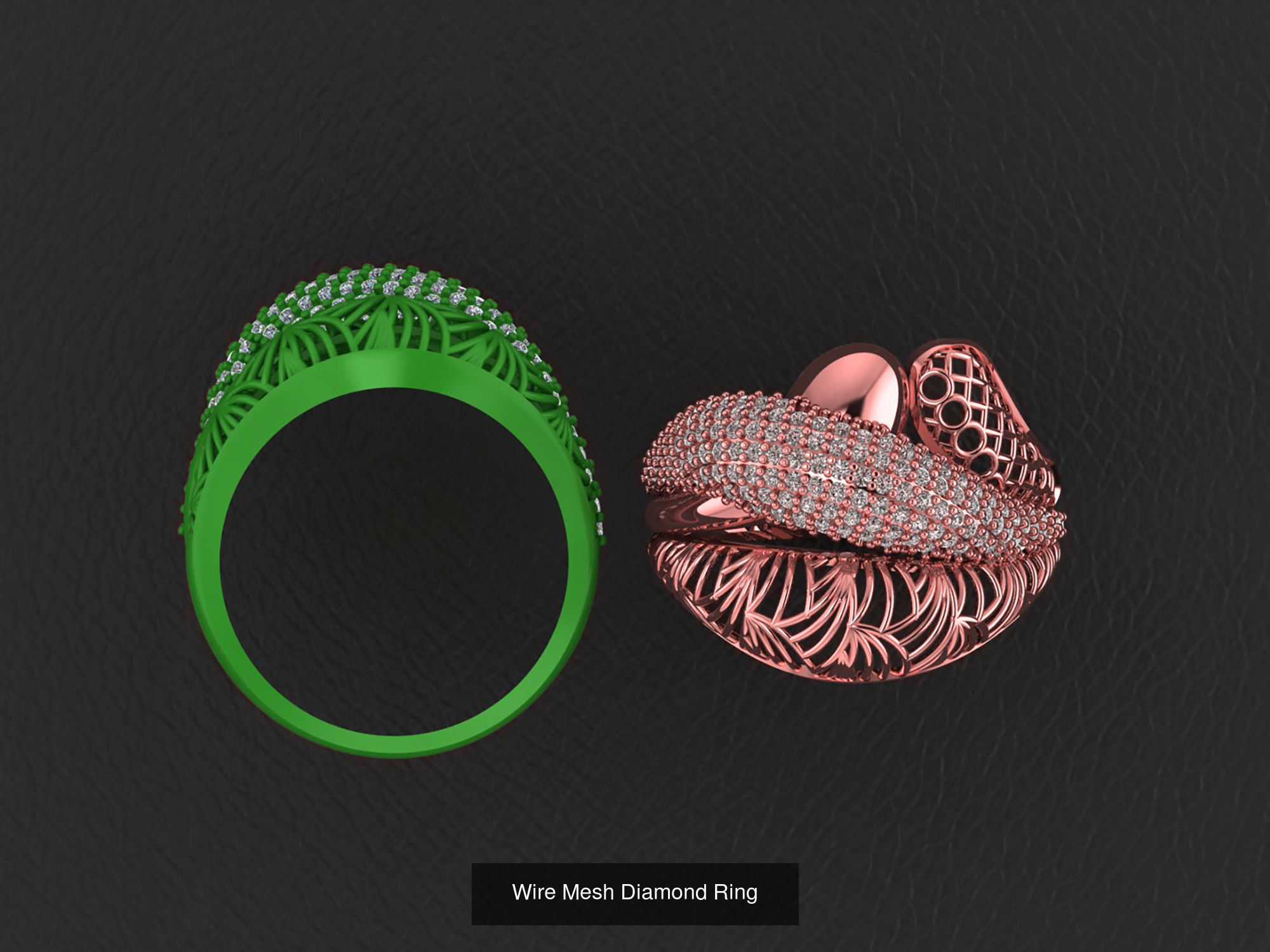 34 Wire Mesh Diamond Ring  3D Model Collection_25
