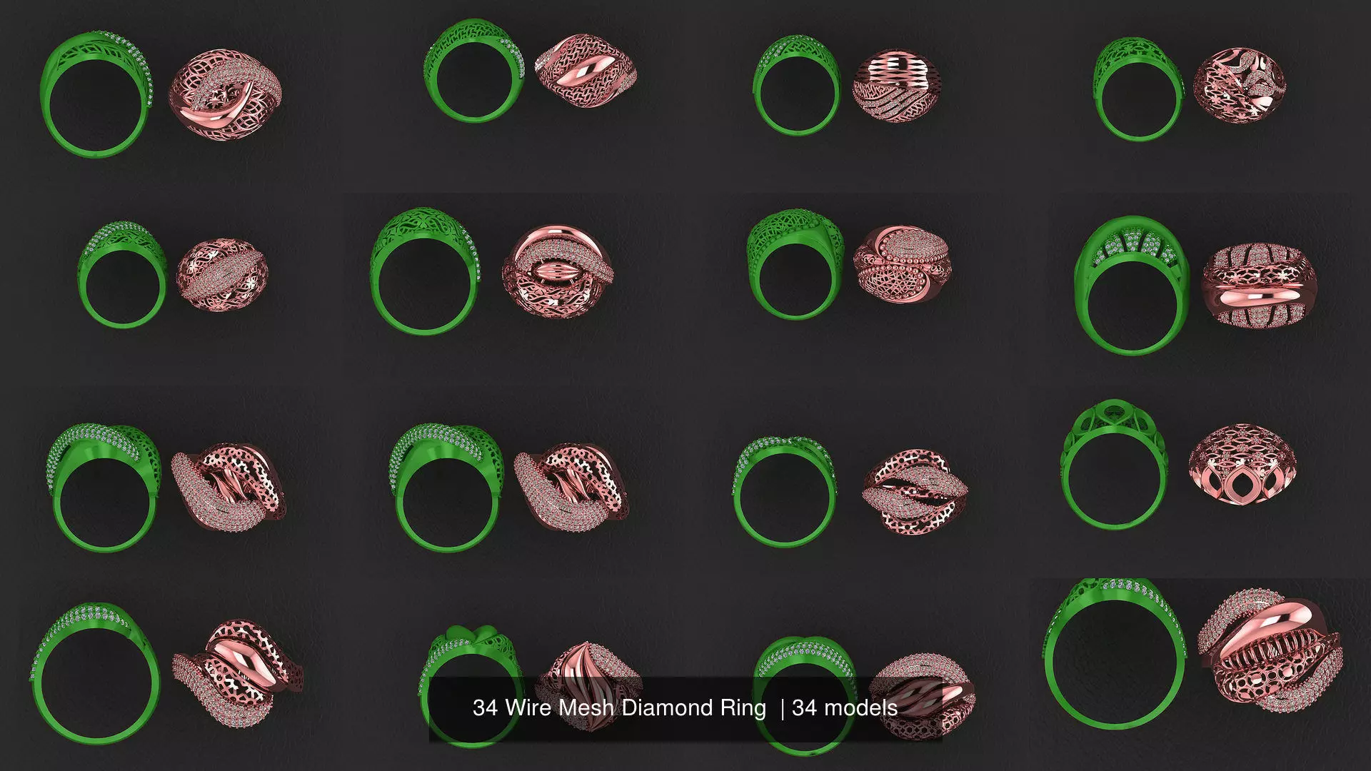 34 Wire Mesh Diamond Ring  3D Model Collection_0