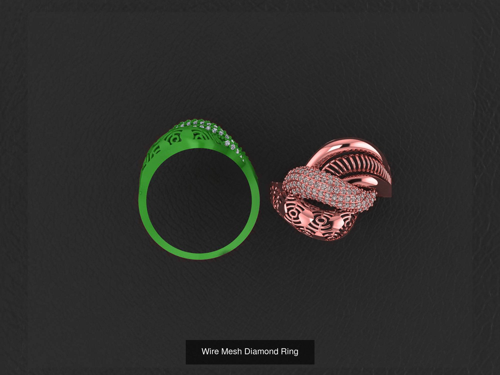 34 Wire Mesh Diamond Ring  3D Model Collection_21
