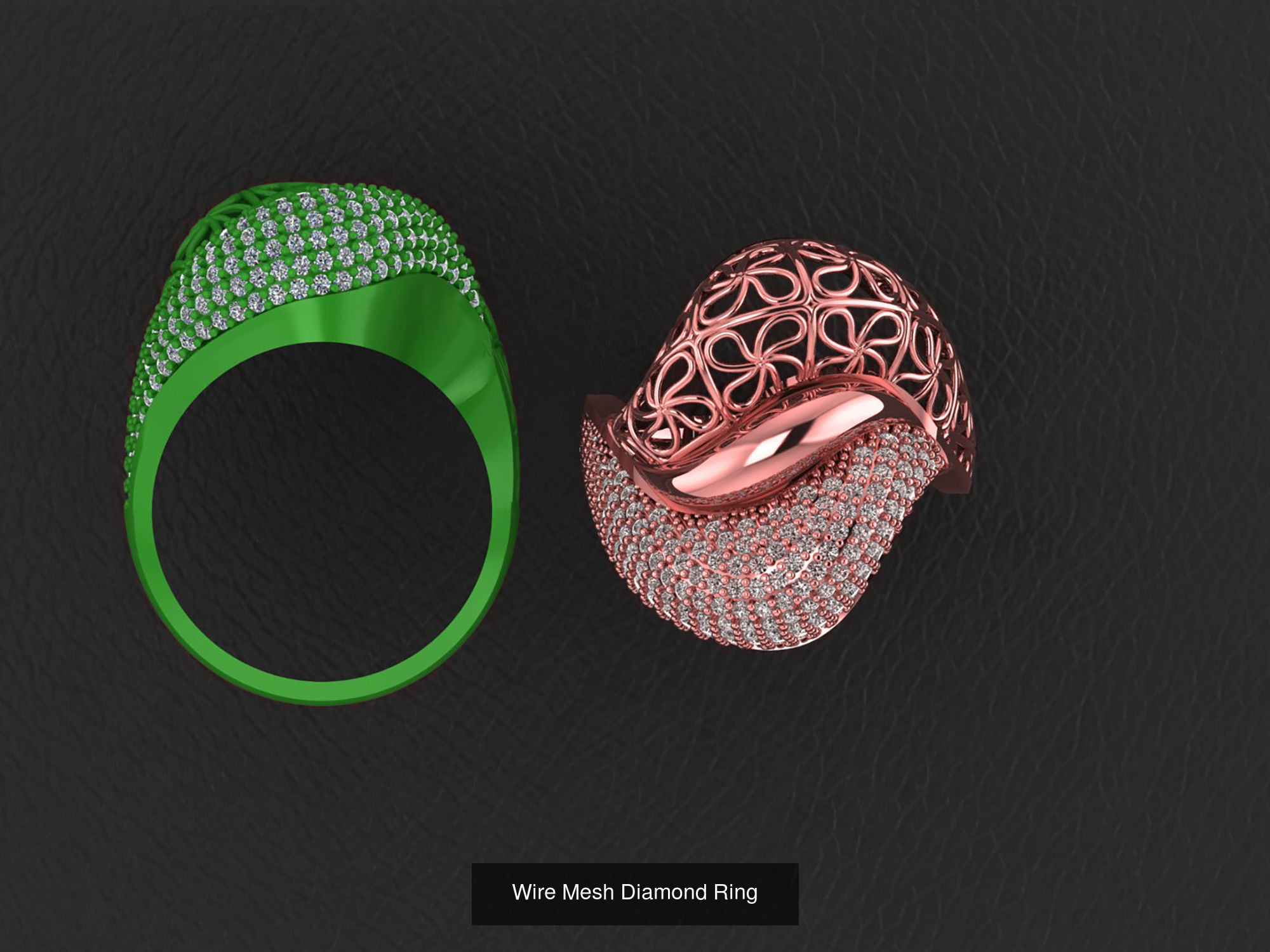 34 Wire Mesh Diamond Ring  3D Model Collection_31