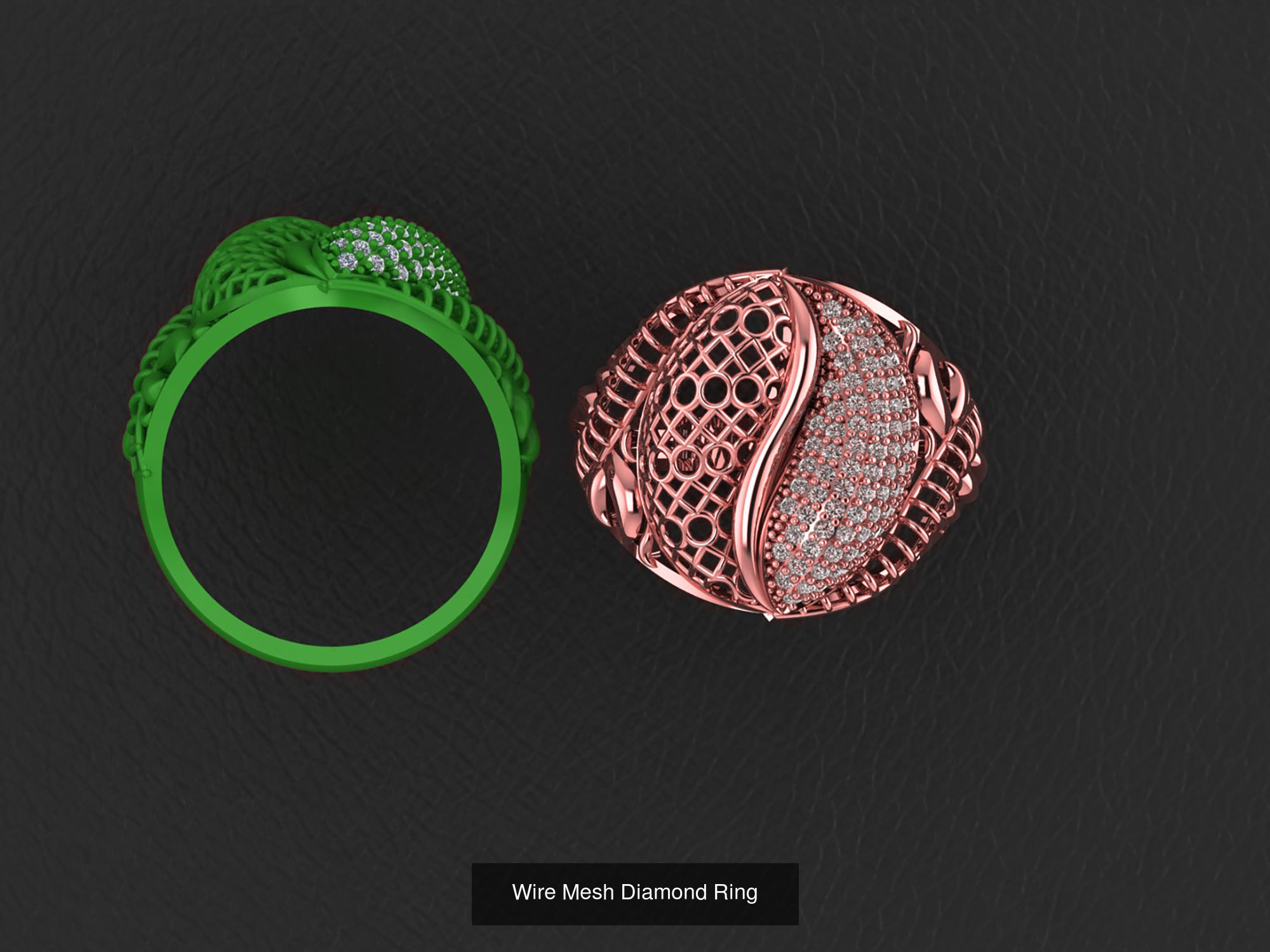 34 Wire Mesh Diamond Ring  3D Model Collection_30
