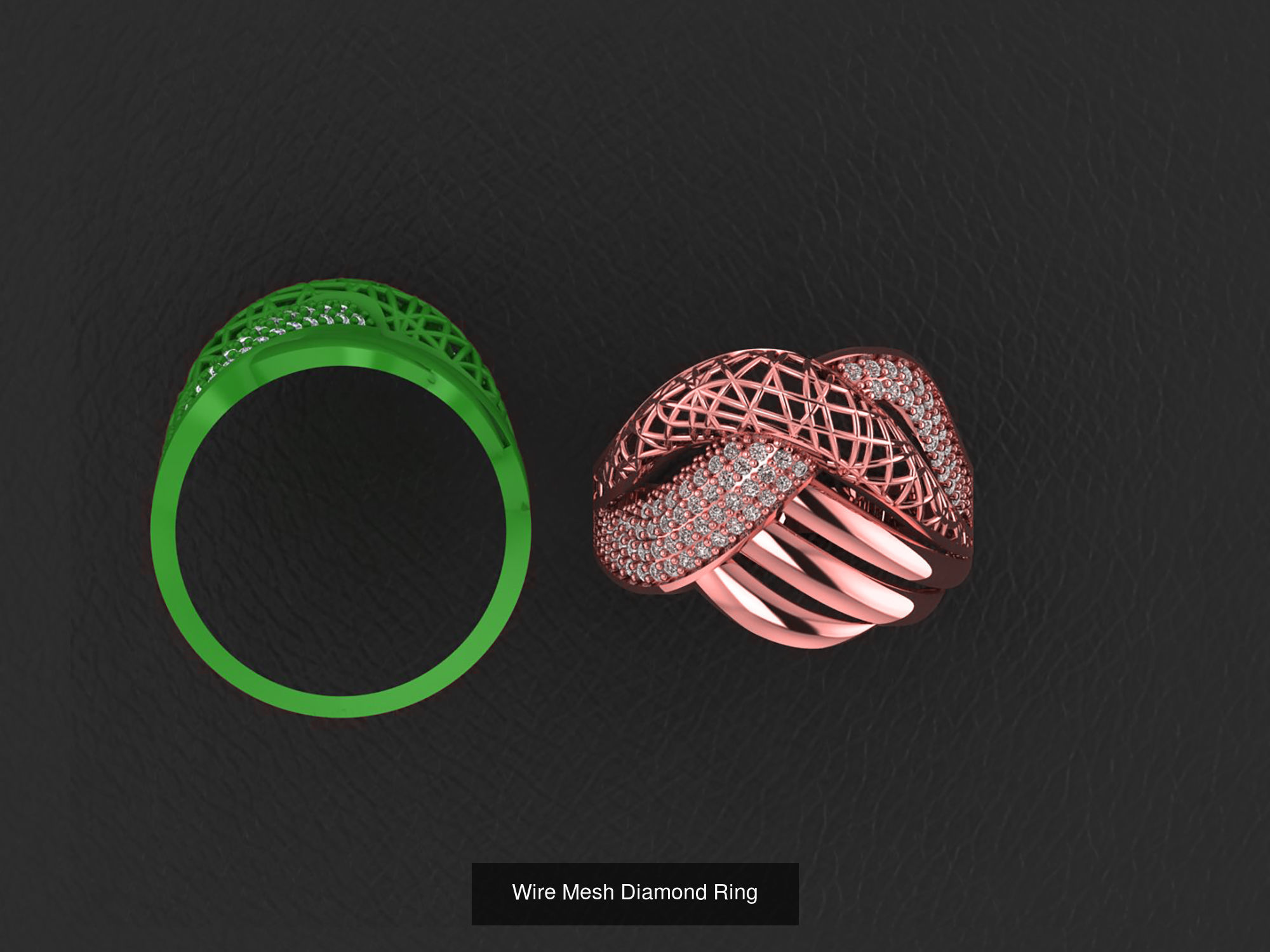 34 Wire Mesh Diamond Ring  3D Model Collection_19