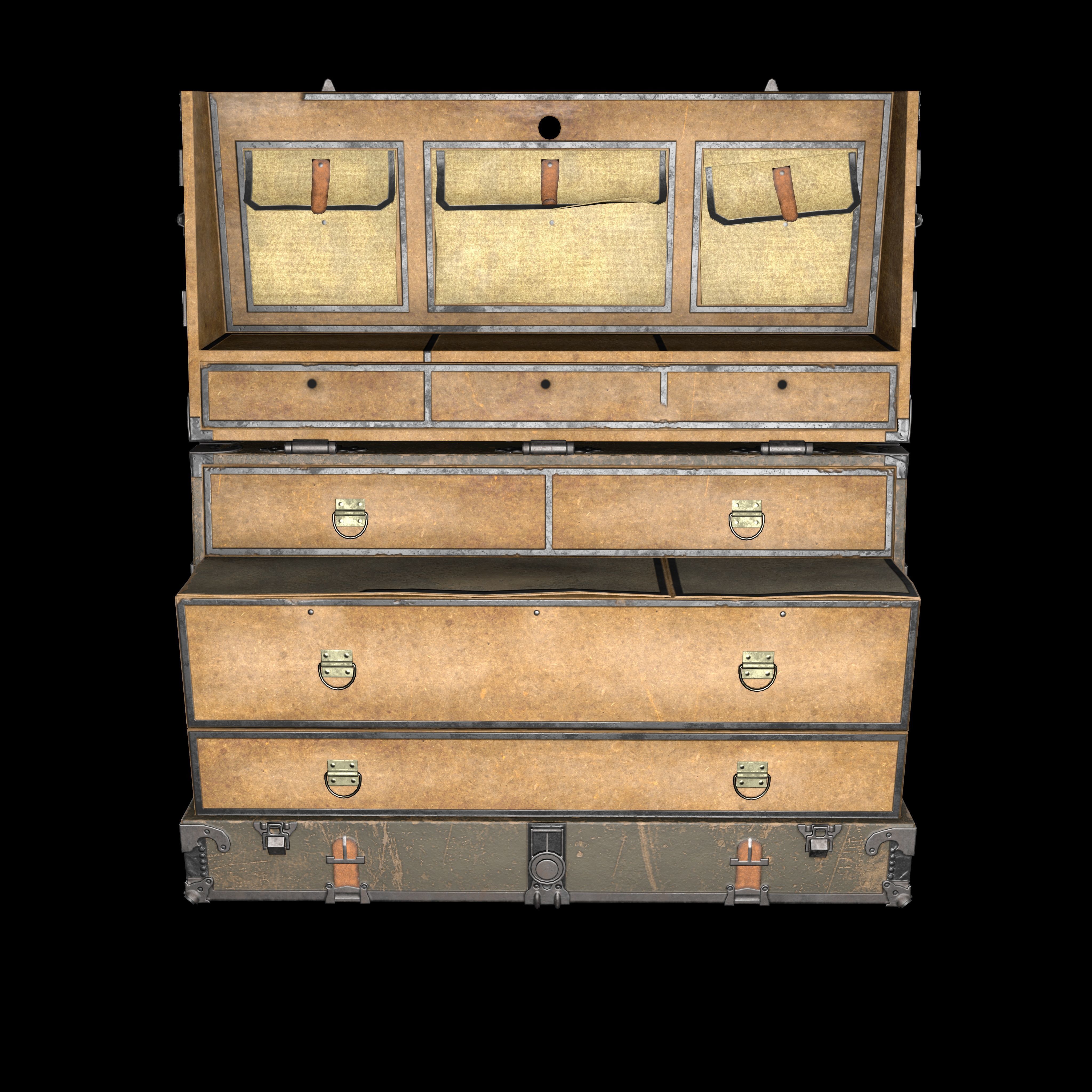 Steamer Chest Low-poly 3D model_7