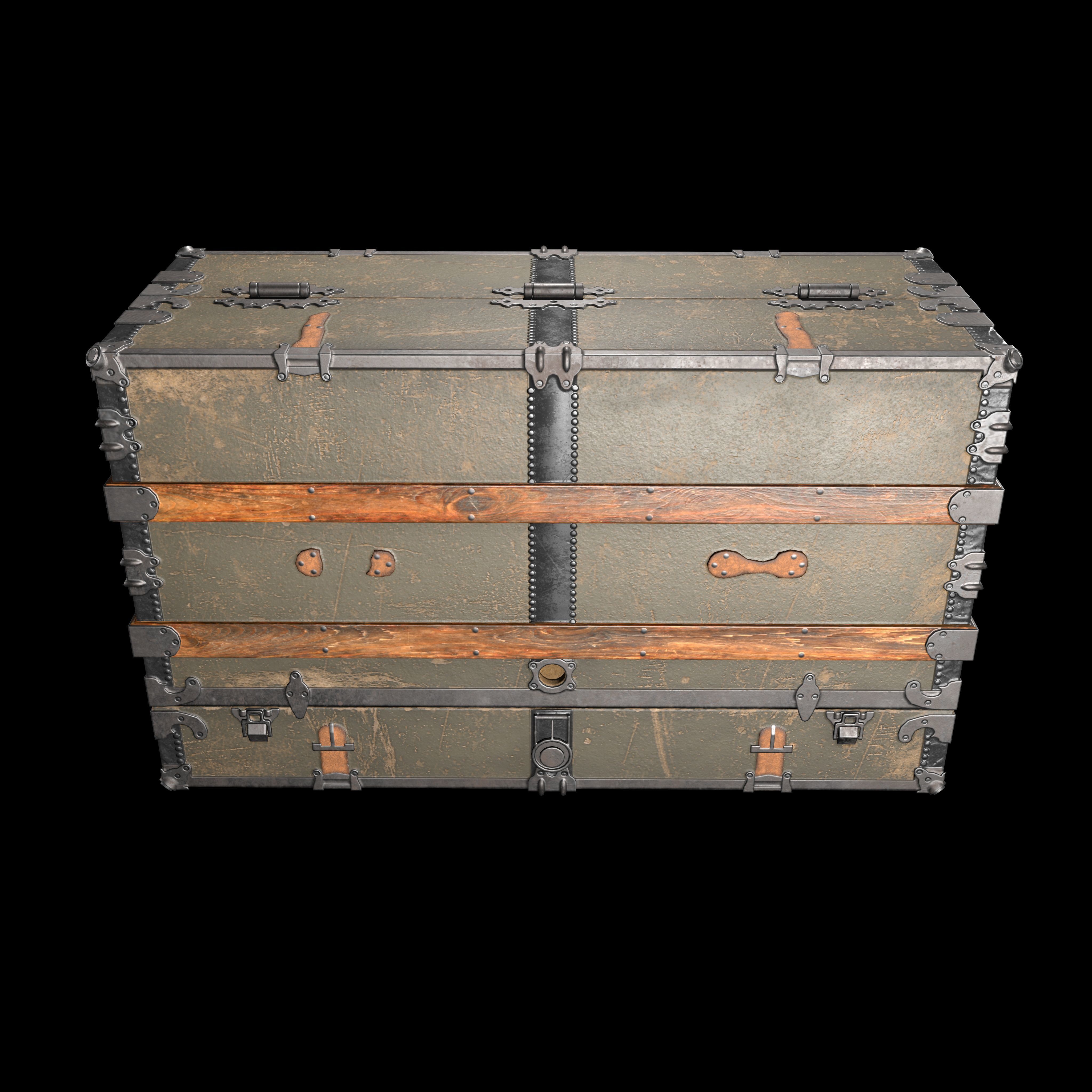 Steamer Chest Low-poly 3D model_12
