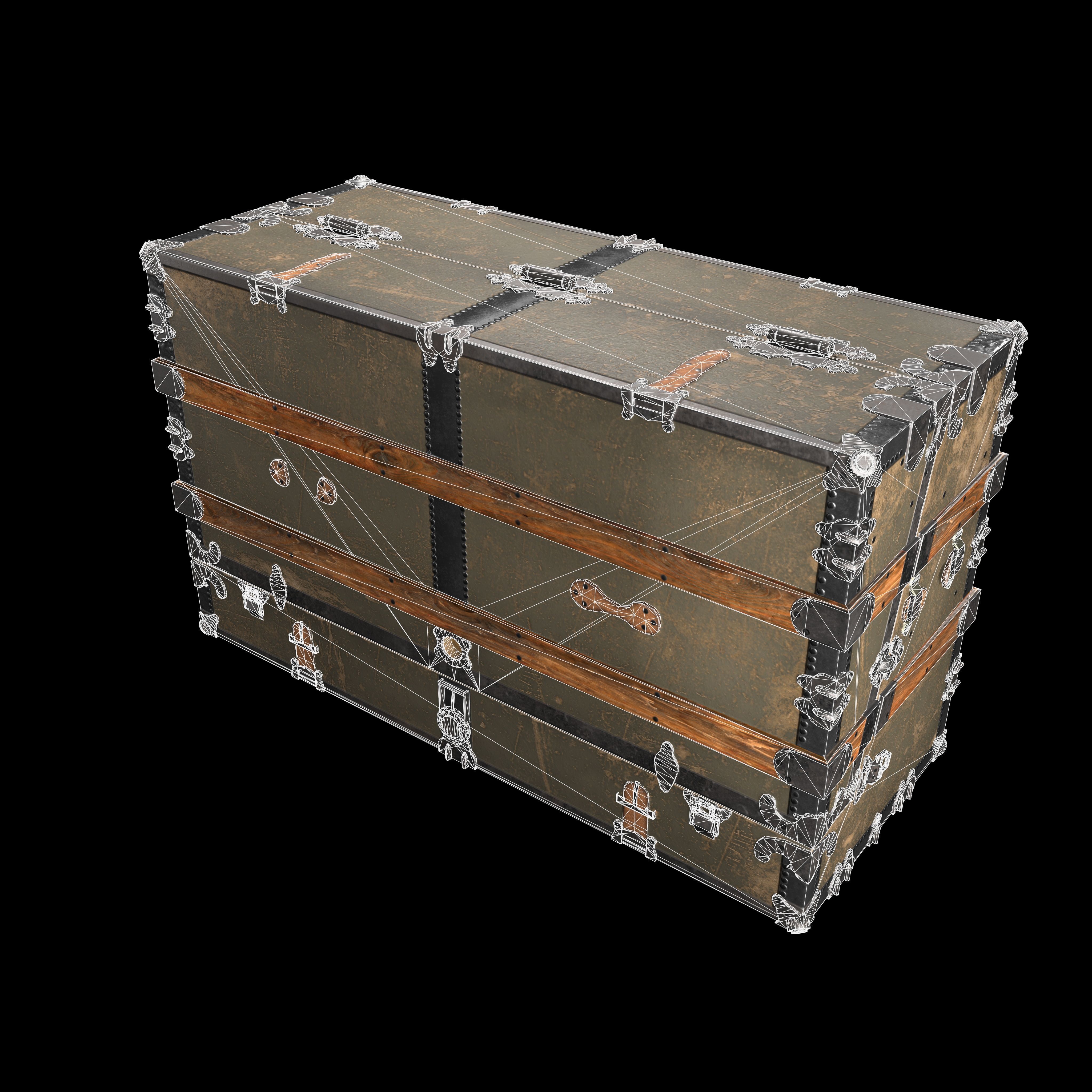 Steamer Chest Low-poly 3D model_8