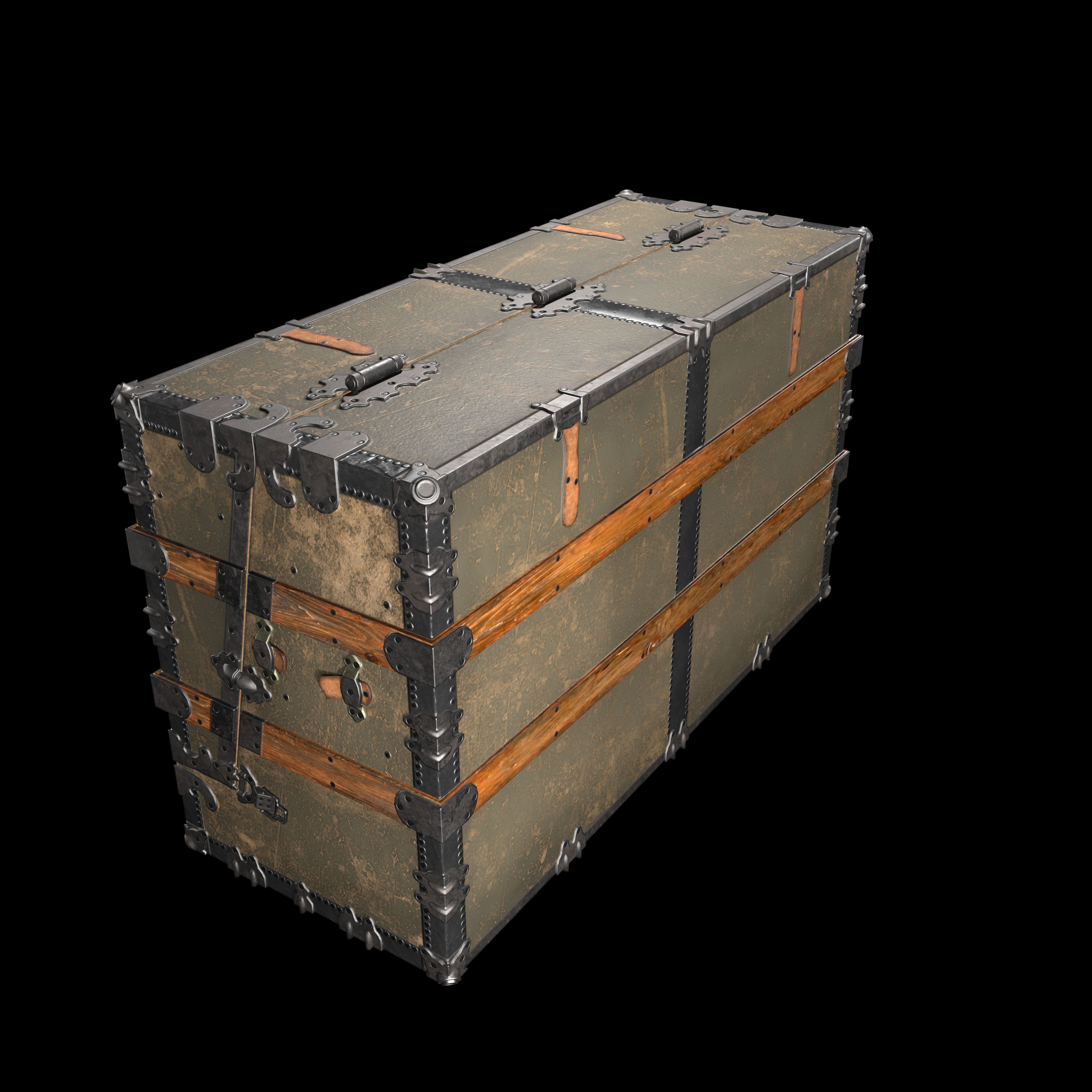 Steamer Chest Low-poly 3D model_9