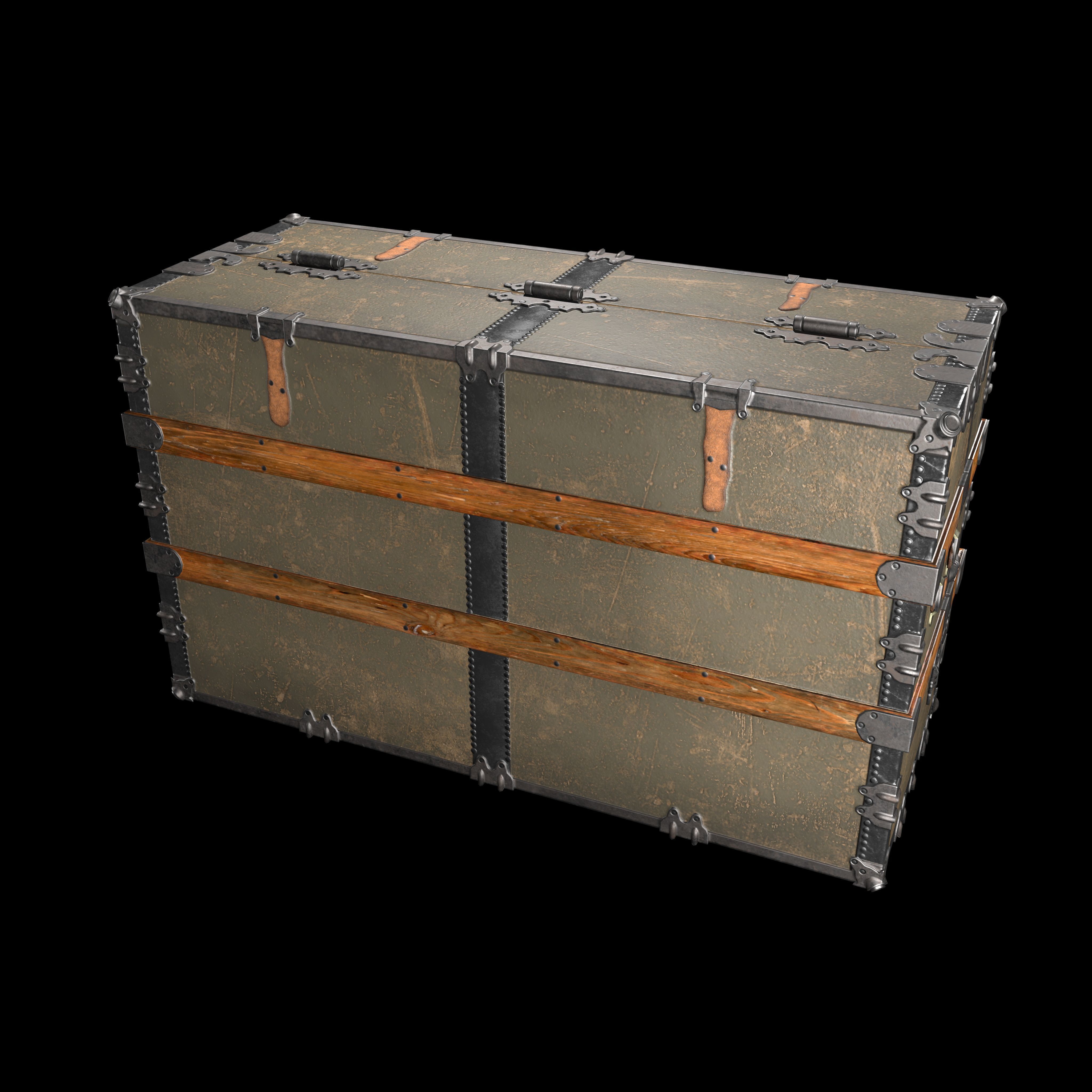 Steamer Chest Low-poly 3D model_10