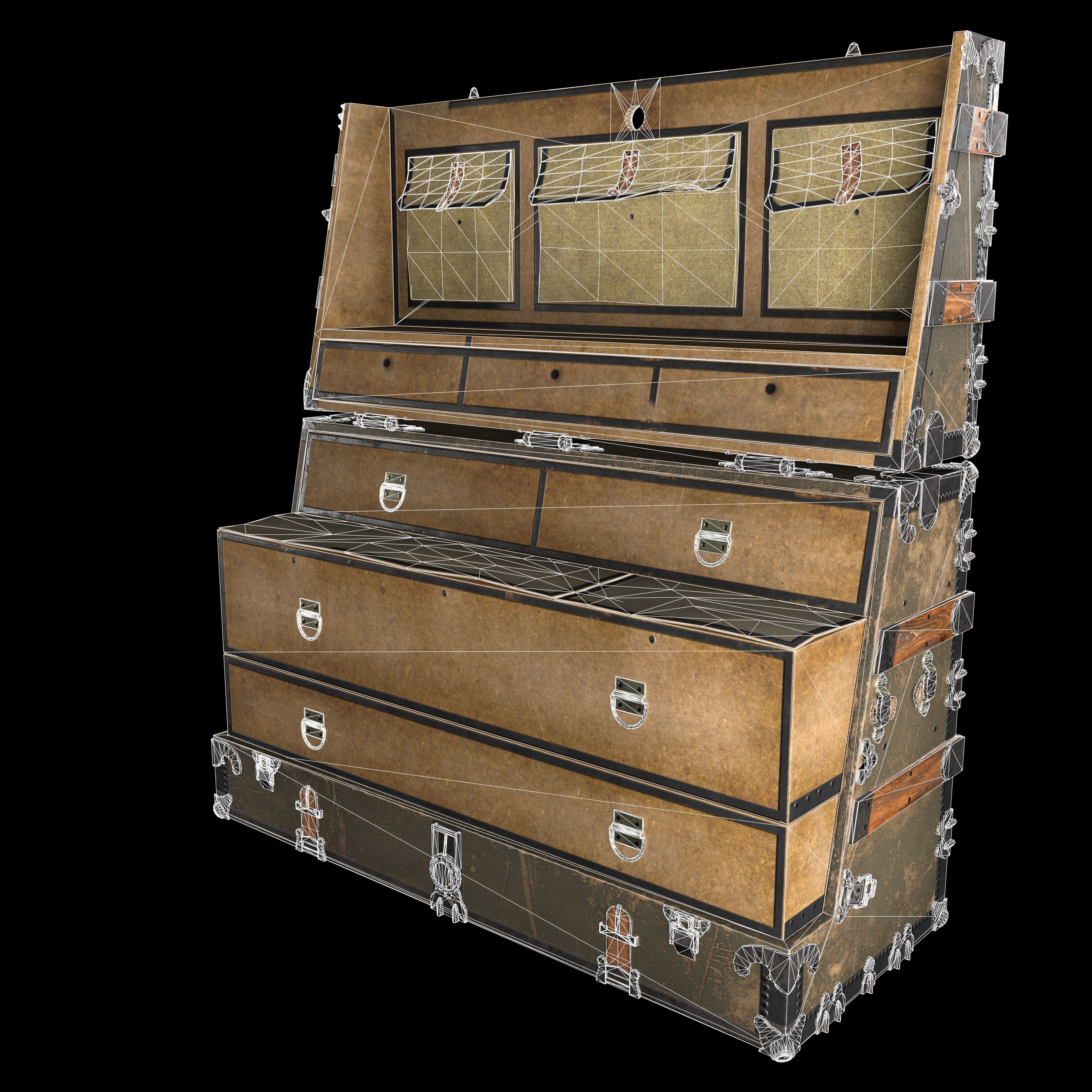 Steamer Chest Low-poly 3D model_3