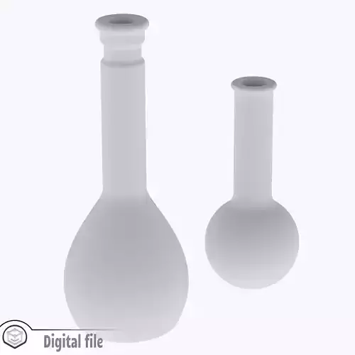 miniature Chemistry set of 2 distilling and volumetric flask  3D print model
