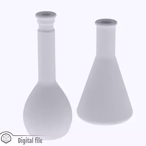 miniature Chemistry set of 2 Volumetric and Erlenmeyer flask  3D print model