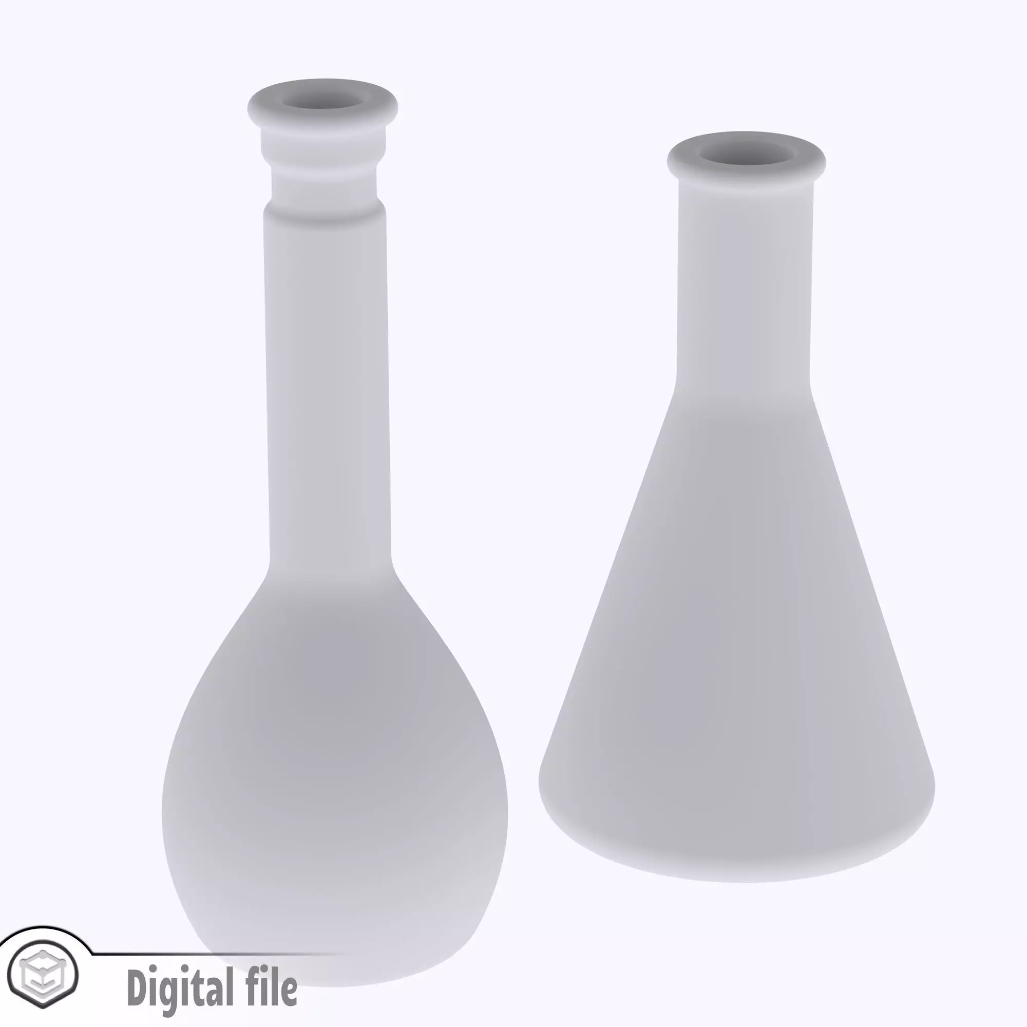 miniature Chemistry set of 2 Volumetric and Erlenmeyer flask 3D print model