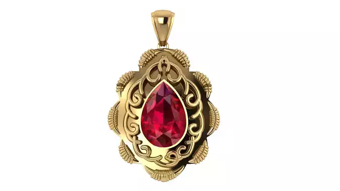 RED RUBY STYLISH PENDANT 3D PRINTABLE MODEL 