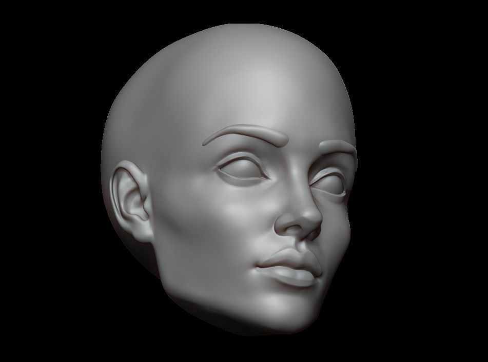 High Polygonal 3d sculpt of a female face 3D print model_11