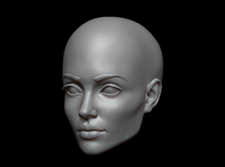 High Polygonal 3d sculpt of a female face 3D print model_2