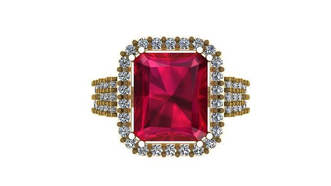 RED RUBY SQUARE SHAPE RING 3D PRINTABLE MODEL 3D print model