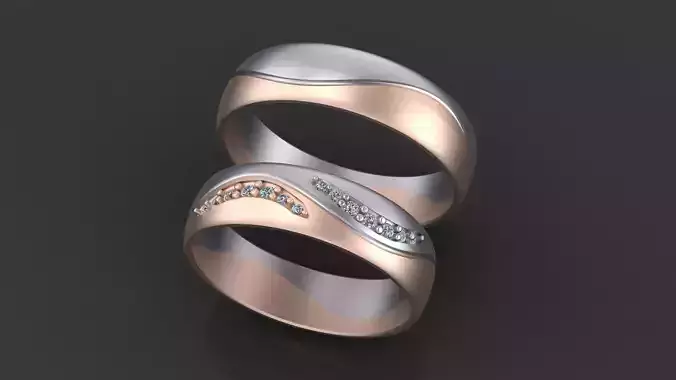 Wedding band-rings with gems for CNC or  