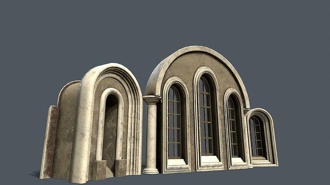 Medieval Window Set  Low-poly 3D model 4