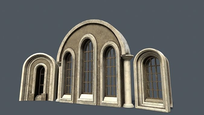 Medieval Window Set  Low-poly 3D model 6